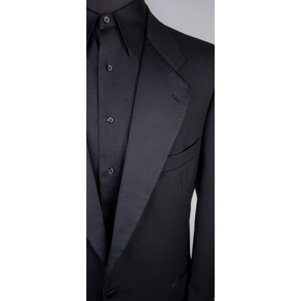 VTG Christian Dior Monsieur 42R Black Tuxedo Jacket Blazer One Button